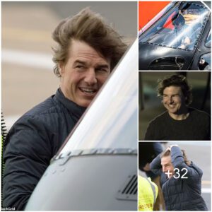 Mop Gun 2! Tom Cruise struggles to keep his new longer locks under control after flying himself into London in a helicopter