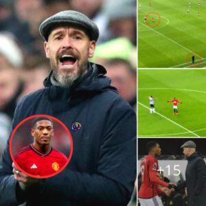 BORED: Erik ten Hag was found to be ‘in dispute’ with another Man Utd star Anthony Martial for not reacting in time during the match when fans were certainly tired of the pair