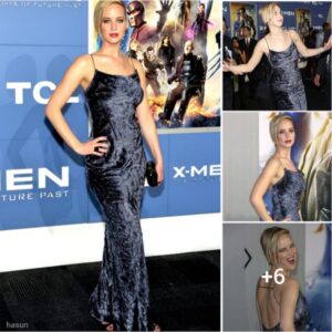 Stunning Jennifer Lawrence steals the show in a mesmerizing midnight blue gown at the X-Men premiere