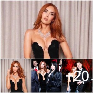 Captivating Vixen: Megan Fox Steals the Show in a Breathtaking Velvet Dress with a Daring Plunge