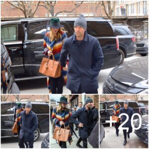 Jason Statham and Rosie Huntington-Whiteley are seen in TriBeCa in New York, New York.