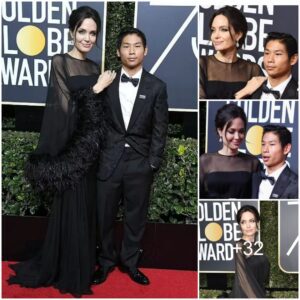 Angelina Jolie Radiates Elegance with her proudest son at the 75th Annual Golden Globe Awards