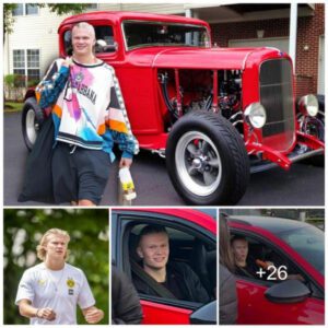 AD Erling Haaland takes a spin in the $3.6 million Tumbler F4 Supercar, boasting an impressive 744 horsepower, as he cruises along a scenic Norwegian road, all the while donning a stylish ponytail.