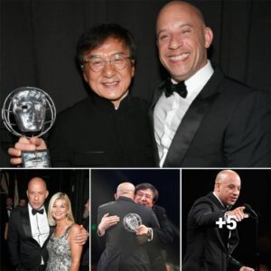 Jackie Chan, recipient of the Albert R. Broccoli Britannia Award for Worldwide Contribution to Entertainment, and Vin Diesel pose during the 2019 British Academy Britannia Awards presented by American Airlines and Jaguar Land Rover at The Beverly Hilton Hotel