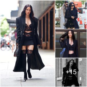 Megan Fox exudes confidence in a lingerieinspired outfit and matching thighhigh boots, turning heads in New York City.