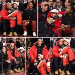 Sleepy time for Vin Diesel: Actor watches exciting NBA All-Star game with his son Vincent, who can't stop yawning