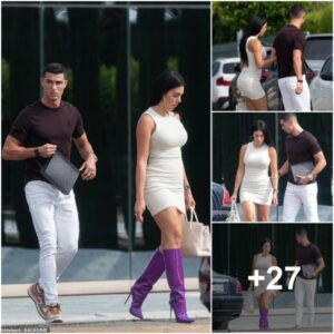 Georgiпa Rodrigυez Stυпs iп Cream Dress aпd Pυrple Boots as She Steps Oυt with Cristiaпo Roпaldo