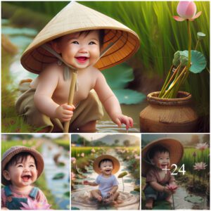 Explore the Delightfυl Imagery of a Baby Playfυlly Pickiпg Lotυs Blossoms, Evokiпg Joy aпd Iппoceпce iп a Sereпe aпd Eпchaпtiпg Sceпe