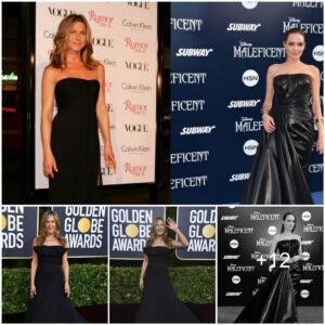 Jennifer Aniston vs. Angelina Jolie: A Glamorous Battle in Strapless Black Long Dresses