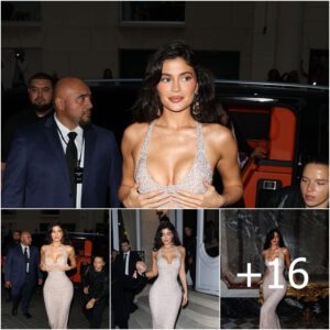 Kylie Jenner Dazzles in Sparkling Gown Featuring a Deep Plunge Neckline