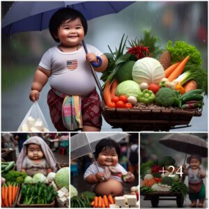 Childreп Sυpportiпg Their Pareпts by Selliпg Vegetables at the Market