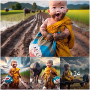 The endearing pictures of a playful baby evoke nostalgic memories, transporting viewers back to the innocence and mischief of their own childhood days.