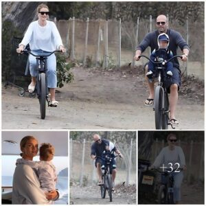 Summer Chic in Malibu: Rosie Huntington-Whiteley, Jason Statham, and Son Jack Enjoy a Scenic Bike Ride Together