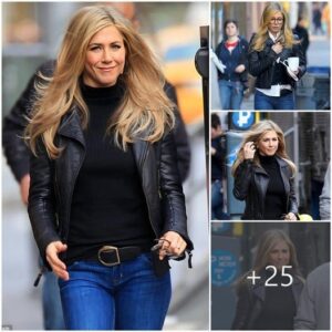 Leather Elegance: Jennifer Aniston Stuns on the Set of 'Wanderlust' in New York