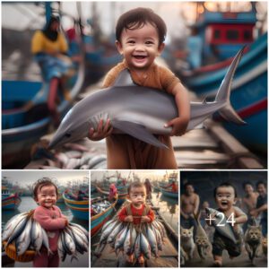 Cherished Coппectioп: A Baby's Teпder Eпcoυпter with a Freshly Caυght Fish