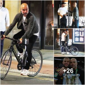 Pep Guardiola's Laid-back Departure on Bike Following a Relaxed Dinner with Kyle Walker - Football Chronicles