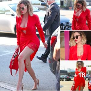 Khloe Kardashian Stuns in a Red Hot Ensemble at House of CB Launch