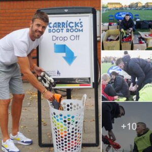 Michael Carrick, the Noble Red Devil: Gifts High-End Boots to Children During a Community Event on Teesside as the Man Utd Legend Participates.