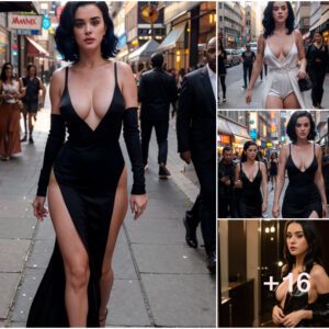 Katy Perry Turns Heads in Deep V-neck, High-Slit Gown During a Stroll on the City Streets