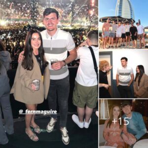 Harry Maguire and Wag Ferne were present at Ed Sheeran’s concert after Man Utd’s match day on the beach with a group of Premier League players