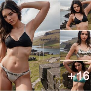 Kendall Jenner Radiates Glamour in Croptop and Bikini Ensemble on the Isle of Skye, Scotland