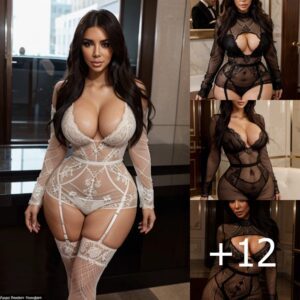 Radiant Elegance: Kim Kardashian Stuns in a Sexy Lace Patterned Outfit, Showcasing Timeless Allure and Fashion Finesse