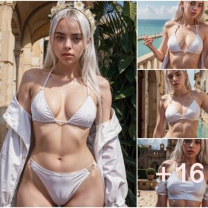 Billie Eilish's Sicilian Radiance: A Dazzling White Croptop and Bikini Ensemble in Palermo, Italy