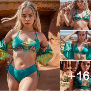 Billie Eilish's Nature-Inspired Elegance: A Vibrant Croptop Ensemble at Bryce Canyon National Park, USA