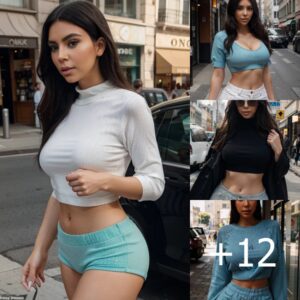 Mesmerizing All Eyes: Kim Kardashian Draws Attention in a Sexy Croptop and Shorts Ensemble, a Stunning Display of Contemporary Elegance