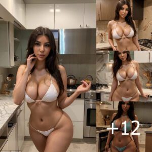 Captivating Elegance: Kim Kardashian’s Delightful Bikini Affair Unfolds in the Heart of the Kitchen