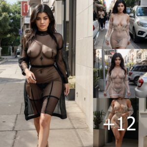 Kylie Jenner's Flawless Mastery: Effortlessly Rocking a See-Through Dress and Mesh Flats in the Perfect Naked Dressing