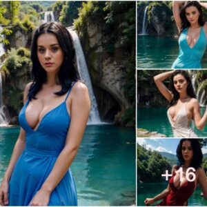 Katy Perry Radiates Beauty in Deep V-cut Long Dress at Plitvice Lakes, Croatia