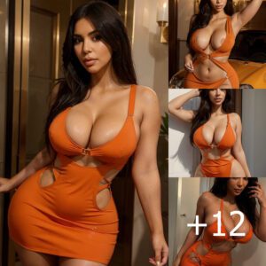 Kim Kardashian's Spectacular Instagram Moment: Flaunting Cleavage in a Striking Cutout Orange Mini Dress