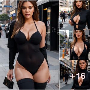 Khloé Kardashian Radiates Beauty and Confidence in Bold Bodysuit on the Streets