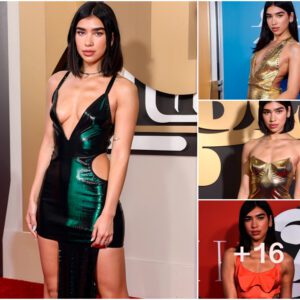 Dua Lipa Dazzles in Bold Mini Dress with Deep Slit at Awards Ceremony