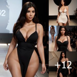 Kim Kardashian’s Alluring Aura in an Exquisitely Deep-Cut Gown on the Runway