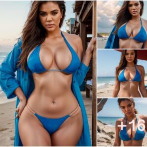 Khloé Kardashian's Breathtaking Beachside Glamour: A Striking Pose in Blue Bikini