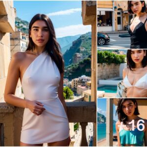 Dua Lipa Allure in Amalfi: A Stunning Display of Beauty in a Deep-Cut Short Dress