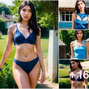 Dua Lipa Radiates Elegance in Deep Blue Mini Dress Against Countryside Serenity