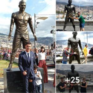 Fans Pose with C.Ronaldo Statue, Sparking Social Media Frenzy