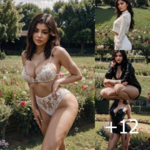 Kylie Jenner shows off her radiant beauty in a romantic Dutch rose setting.