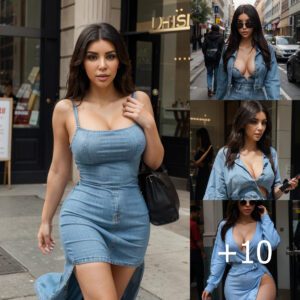 Kim Kardashian Commands Attention in Striking Denim Dress on the Streets