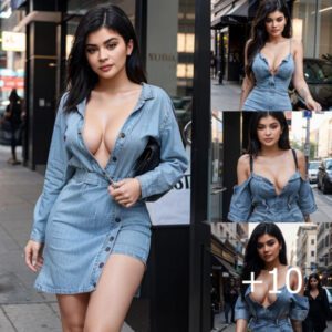 Kylie Jenner wears a striking denim skirt on the street, creating a new trend