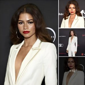 Zendaya's elegant beauty and personality in a white suit