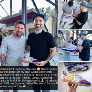 Unbelievable Encounter: Custom Designer Astonishes the GOAT with ‘What The Messi’ Samba