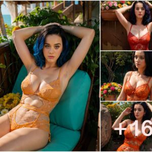 Katy Perry Stuns in Vibrant Orange Lace Amidst a Sea of Tana Chrysanthemums