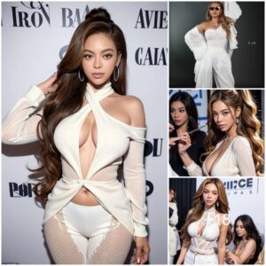 Beyoncé Stuns in White Top and Slacks, Completing the Look with a Diamond Bolero Necktie at Cecred Haircare Brand Launch Party in Los Angeles