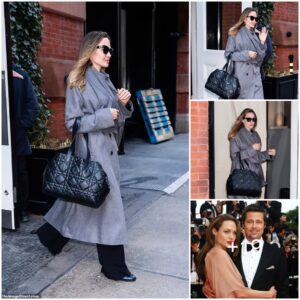 Angelina Jolie Flaunts New Blondish Locks, Rocking a Stylish Grey Trench Coat and Quilted Bag in New York City