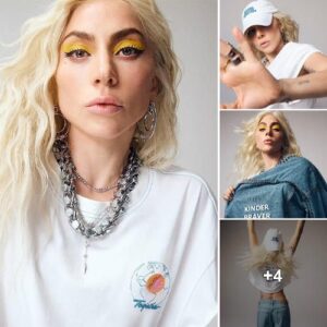 "Rocking a Bold Look: Lady Gaga Shines in Unique Makeup for Cotton On's Mental Health Campaign"