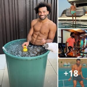 Mo Salah Displays Chiseled Abs as Mυscυlar Liverpool Footballer Takes Frigid Ice Bath